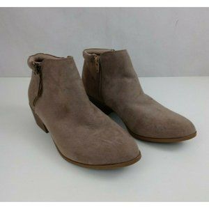 Mossimo Tan Faux Suede Double Side Zip Ankle Boots Size 9.5